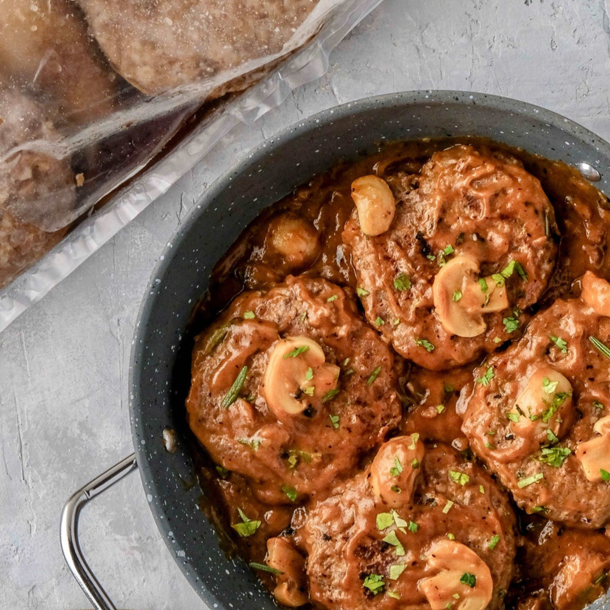 Salisbury Steak w/ Mushroom gravy Western frozen meal Metro Manila family						