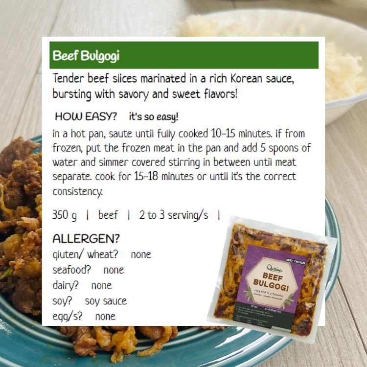 Beef Bulgogi Asian frozen meal Metro Manila family				v