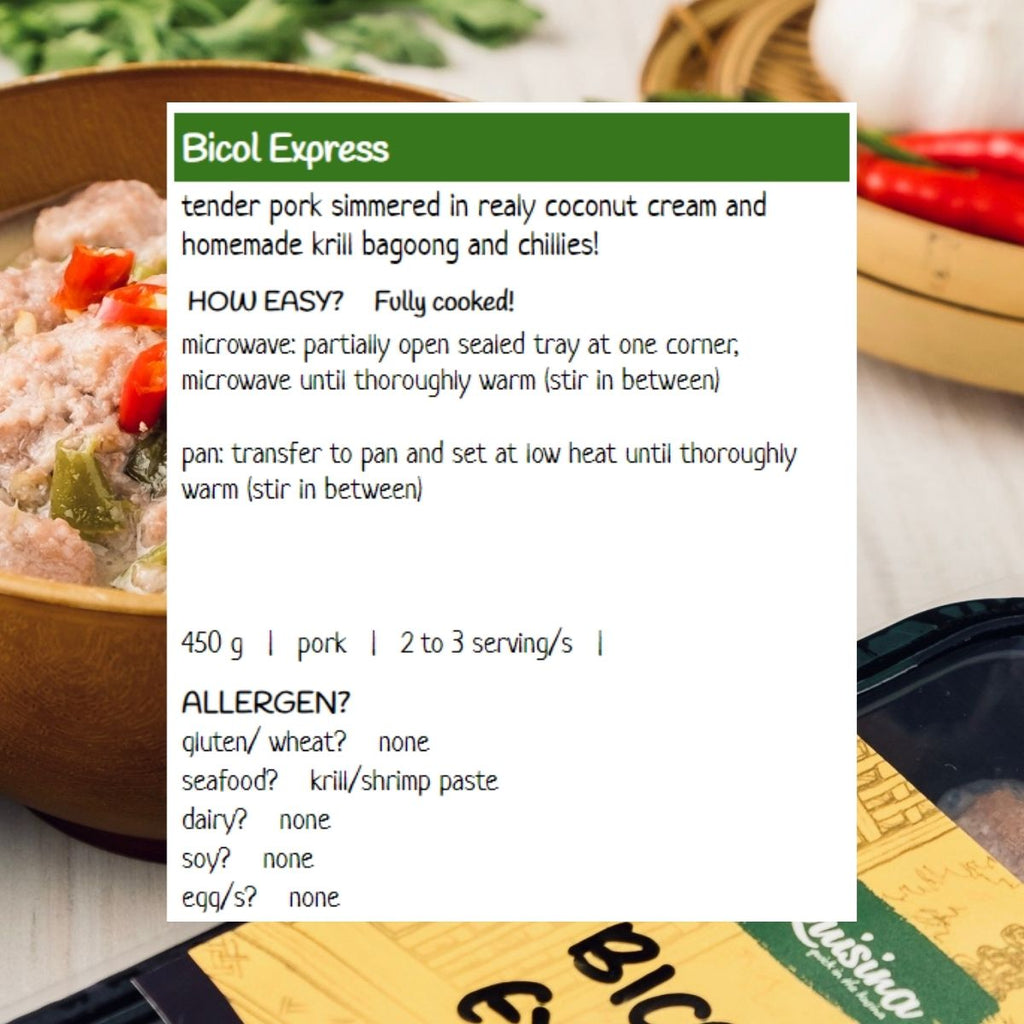 Bicol Express Filipino frozen meal Metro Manila family				