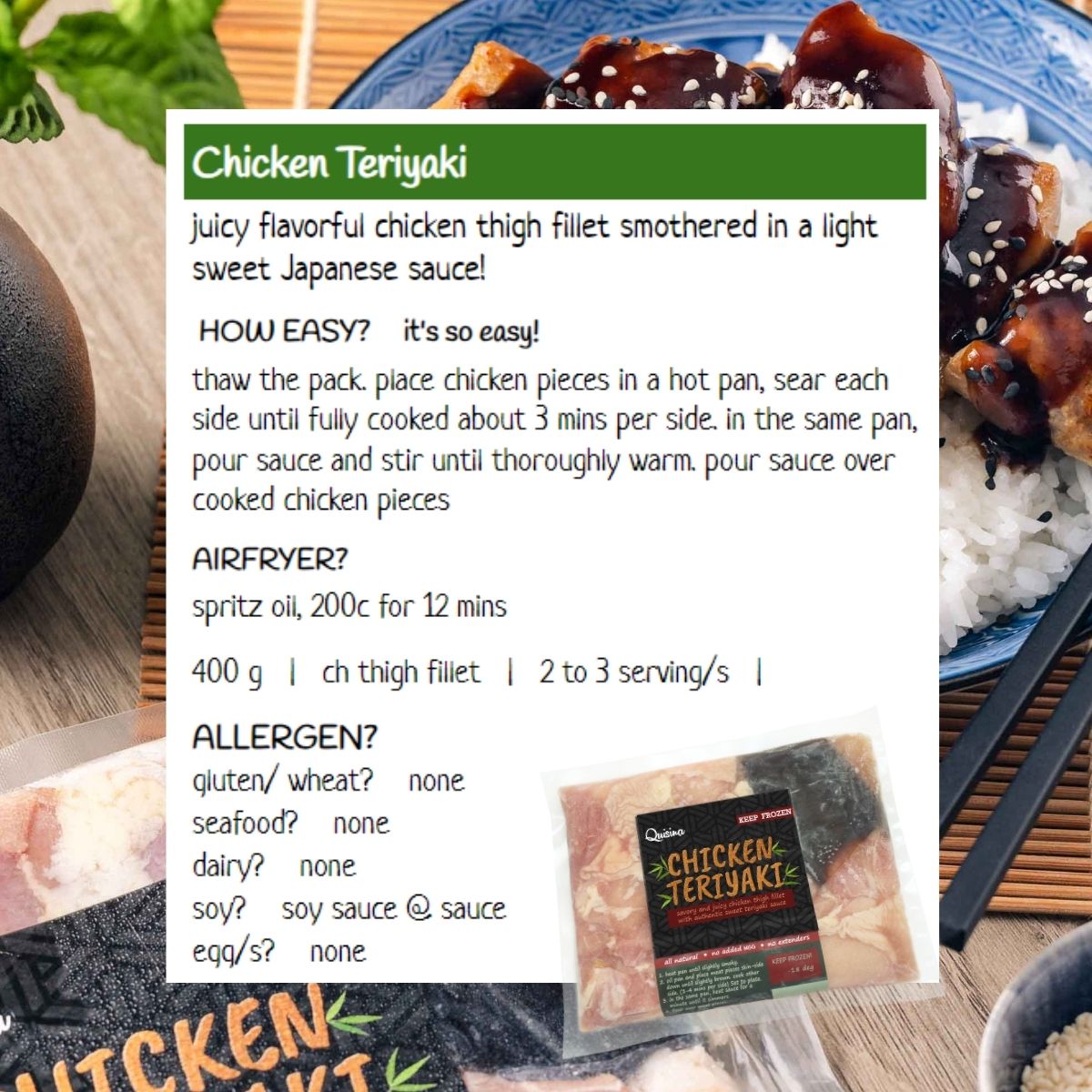 Chicken Teriyaki Japanese frozen meal Metro Manila family					