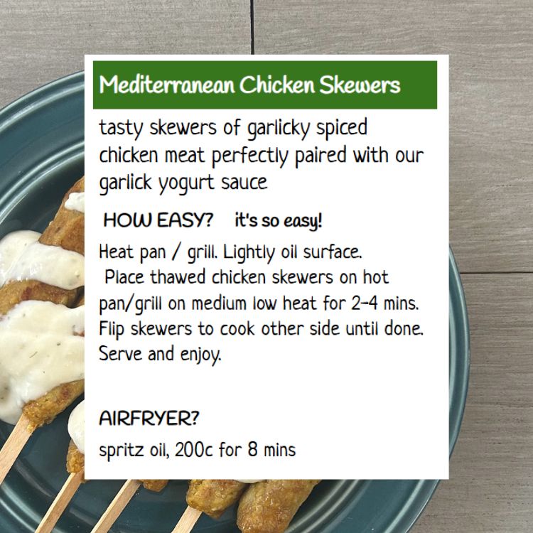 Mediterranean Chicken Skewers (available by Jun19-Fri onwards)
