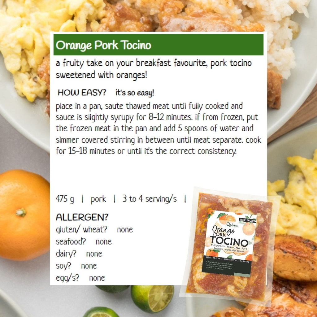 Orange Pork Tocino Filipino frozen meal Metro Manila family					
