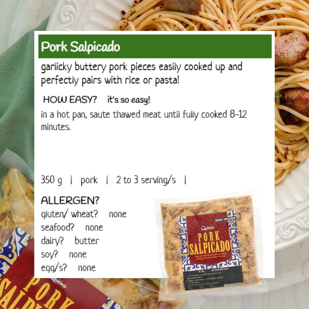 Pork Salpicado Western frozen meal Metro Manila family					