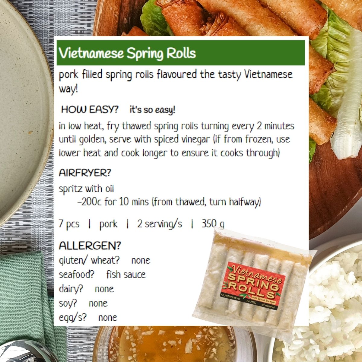 Vietnamese Spring Rolls Asian frozen meal Metro Manila family					