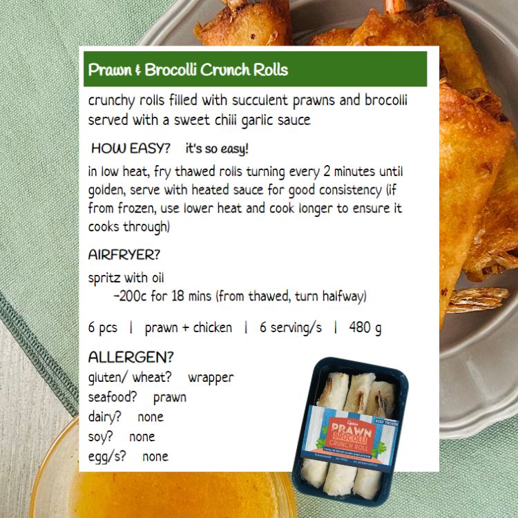 Prawn & Brocolli Crunch Rolls Asian frozen meal Metro Manila family						